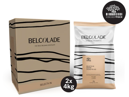 Belcolade Karamel chocolade Doos 2 x 4 kg Selection Amber Cacao-Trace 4 kg Selection Amber Chocolade 4kg – Karamel Couverture Cacao-Trace | Anisana