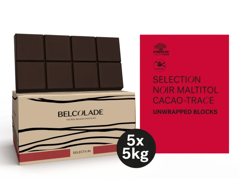 Belcolade Suikervrij/suikerarm Belcolade Selection Noir Blocks (suikervrij) C501/J Maltitol Cacao Trace 25 kg Belcolade Selection Noir (suikervrij) Block X605/J Maltitol Cacao Trace/Bestel eenvoudig online/Anisana