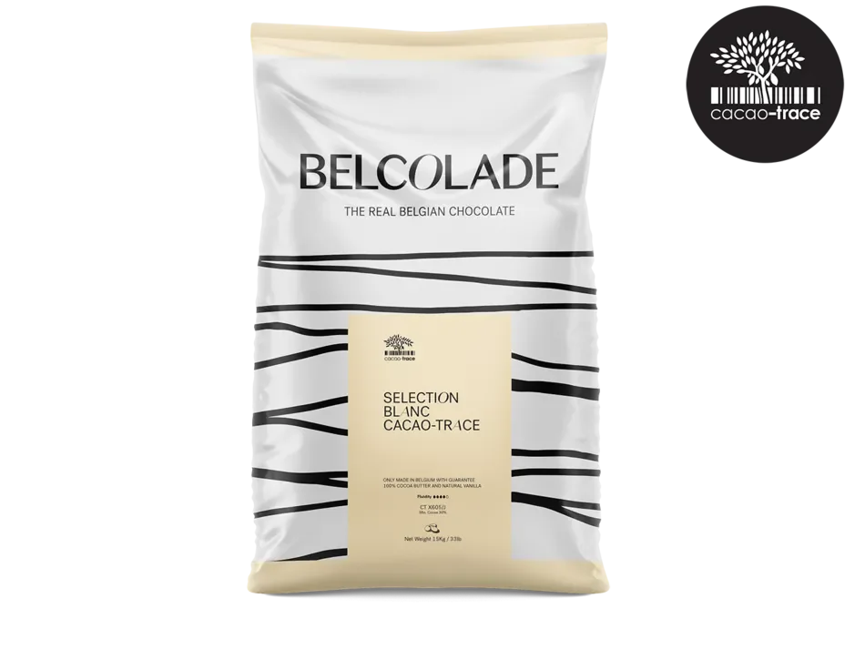 Belcolade Witte chocolade 5kg Selection Blanc Cacao-Trace X605/J 5kg Selection Blanc Witte Chocolade 5kg – Couverture voor Professionals | Anisana