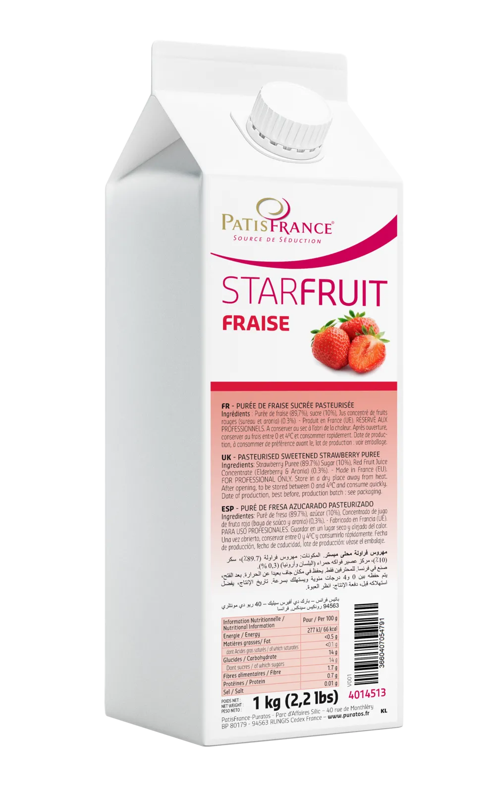 Puratos Fruitpuree 1 kg Puratos Starfruit Fraise – aardbeienfruitpuree 1 kg Puratos Starfruit Fraise – aardbeienfruitpuree 1 kg