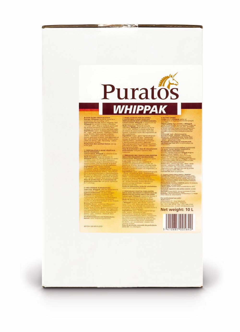 Puratos Patisseriegrondstoffen Bulkverpakking 10 L Puratos Whippak (Non-GMO) – 10 L bulkverpakking Puratos Whippak (Non-GMO) – 10 L bulkverpakking