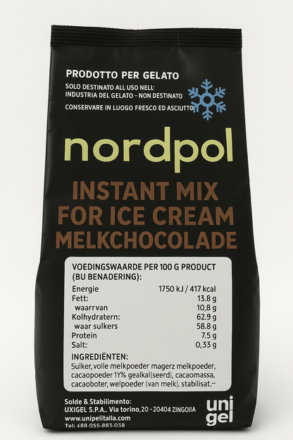 Unigel/Nordpol Instant ijsmix 1.25 kg Instant Melkchocolade IJsmix Melkchocolade (instant)/Bestel eenvoudig online/Anisana