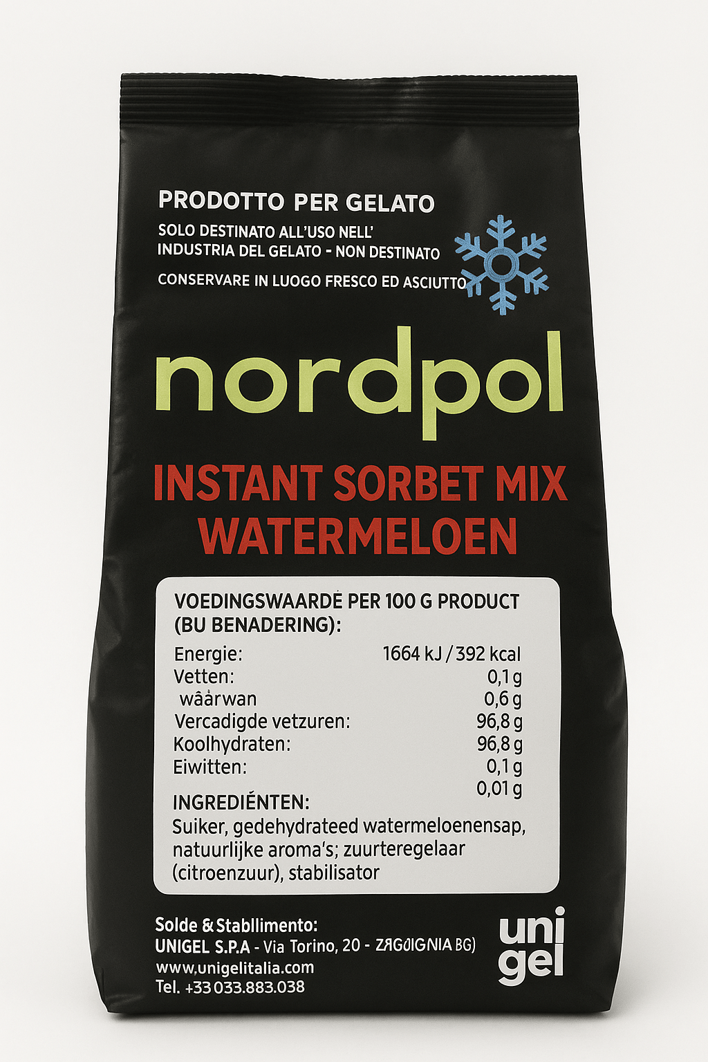 Unigel/Nordpol Instant ijsmix 1.50 kg Instant Watermeloen IJsmix Watermeloen (instant)/Bestel eenvoudig online/Anisana