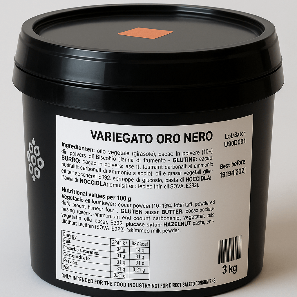 Unigel/Nordpol Unigel Variegato's Variegato Oro Nero – Donkere Cacao & Hazelnootsaus met Pure Chocoladekoekpoeder Variegato Oro nero/Bestel eenvoudig online/Anisana