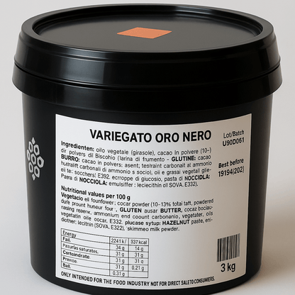 Unigel/Nordpol Unigel Variegato's Variegato Oro Nero – Donkere Cacao & Hazelnootsaus met Pure Chocoladekoekpoeder Variegato Oro nero/Bestel eenvoudig online/Anisana